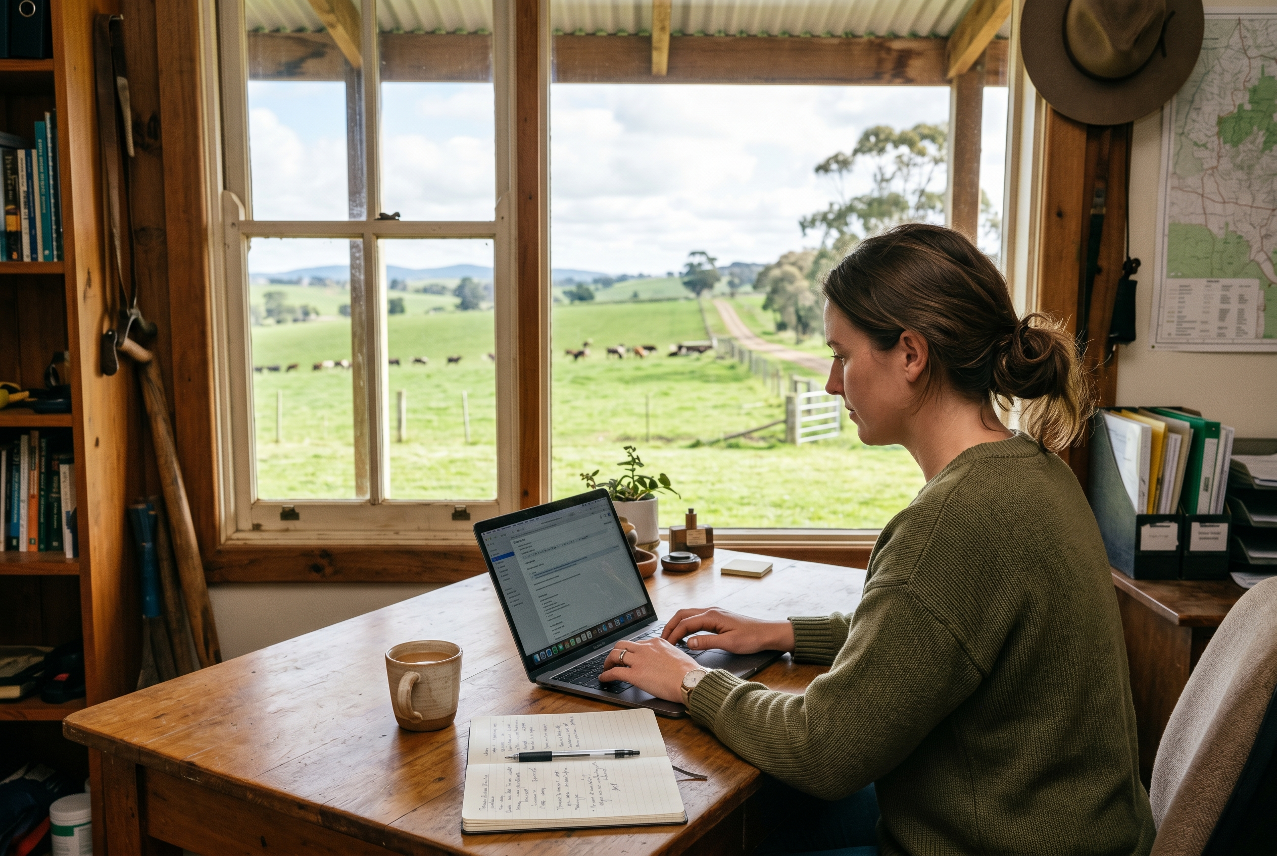 Working on AI in a regional farm office